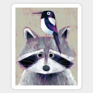 Raccoon and Magpie Sticker